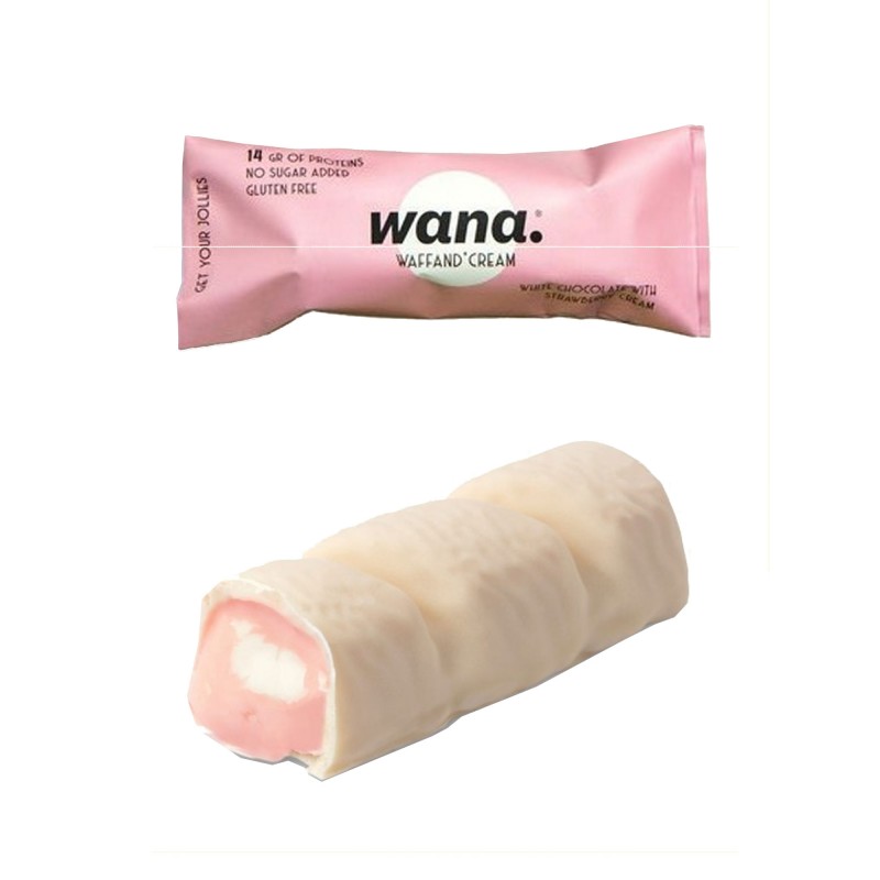 Wana Waffand'Cream - Barretta Proteica Cioccolato Bianco/Fragola - 43 g